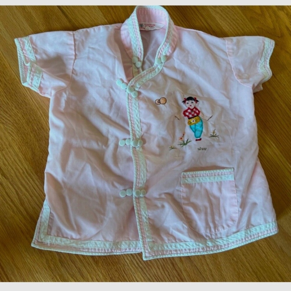 Vintage Daffodil girls pink Asian top size 4 youth